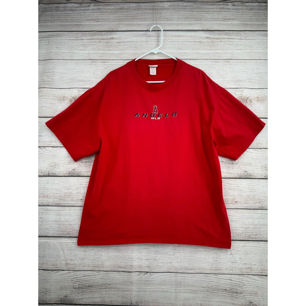Vintage 90's CSA Los Angeles Anaheim Angels T-Shirt Mens XL Red Blue Embroidered
